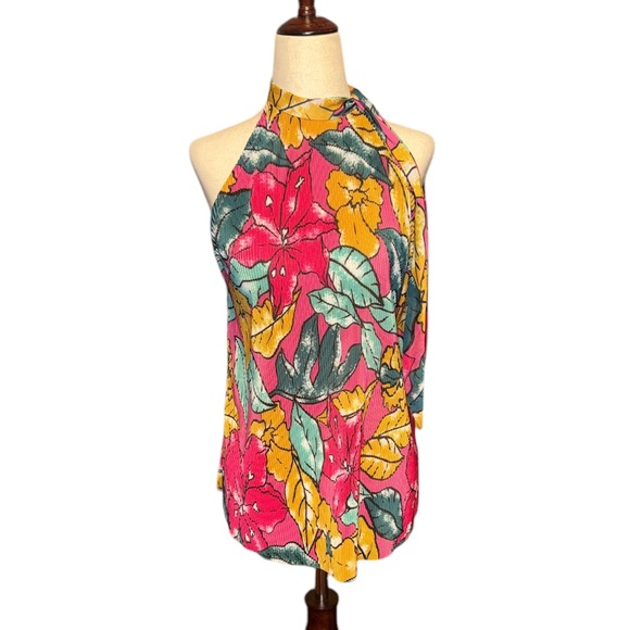Anthropologie NWT Maeve Glocester Pink Floral Halter Top - Picture 2 of 5